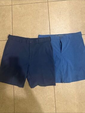 Men's Flat Front Performance Shorts in Navy and Blue
